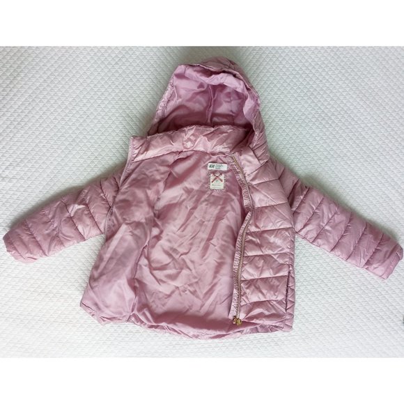 H&M Girls Soft Pink Puffer Jacket / 7-8Year - Picture 6 of 7